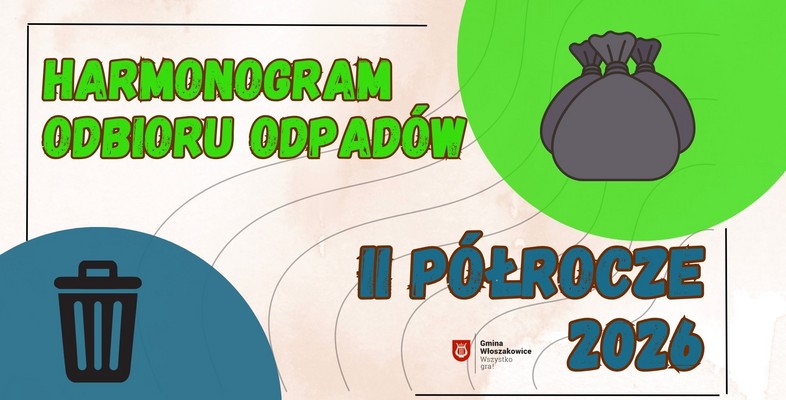 Harmonogram odbioru odpadów na II półrocze 2026